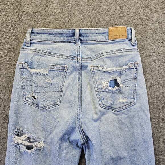 American Eagle Jeans Womens Size 000 Light Wash Mom Jean Stretch Distressed - Picture 3 of 12